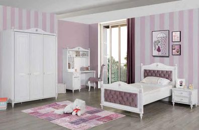 Jugendzimmer Bett Nachttisch Kleiderschrank Schreibtisch Schlafzimmer 4Tlg Set