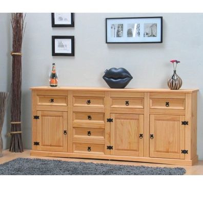 Sideboard New Mexiko massiv Mexico Anrichte Buffet Schrank Kommode Natur gelaugt