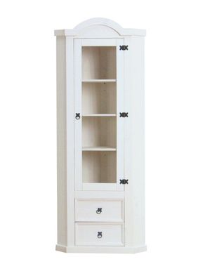 Eckschrank New Mexico Kiefer massiv weiss Mexiko Wohnzimmer Vitrine Schrank