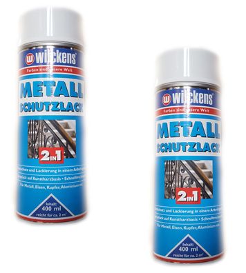 2x Wilckens Metall Schutzlack Spray 2in1 400ml weiss