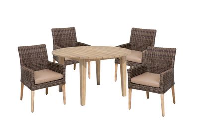 Gartenset Garten Sitzgruppe 5tlg. + Auflage Essgruppe Terrasse Tisch Armsessel