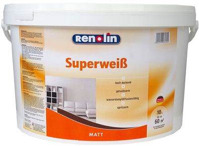Renolin Superweiß Weiß Innenraumfarbe Wandfarbe hochdeckend Innenfarbe