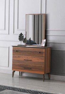 Kommode Mit Spiegel Schrank Holzschrank Holz Braun Schlafzimmer