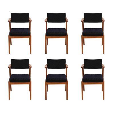 Luxus Esszimmer Stuhl Modern Holz Möbel 6X Stühle Schwarz Design Einrichtung