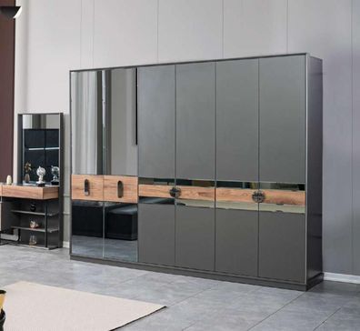 Schlafzimmer Luxus Kleiderschrank Grau Schrank Holz Moderne Möbel Neu