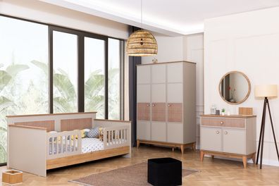 Komplette Kinderzimmer Garnitur Designer Bett Schrank Spiegel Kommode