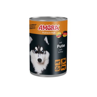 AMORA Dog Dose Fleisch Pur Pute 12 x 400g (7,48€/kg)