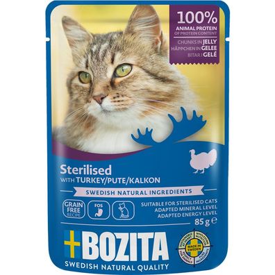 Bozita Cat Häppchen in Gelee Sterilised Pute 24 x 85g (24,46€/kg)