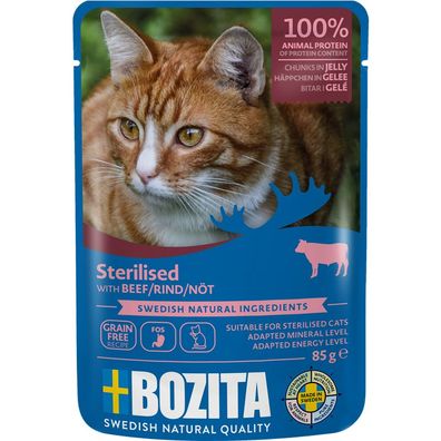 Bozita Cat Häppchen in Gelee Sterilised Rind 24 x 85g (24,46€/kg)