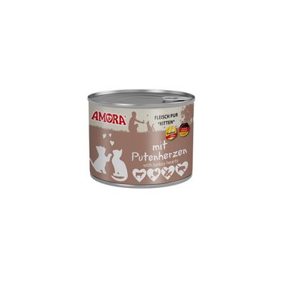 AMORA Cat Dose Fleisch pur für Katzenkinder mit Putenherz 12 x 200g (11,63€/kg)