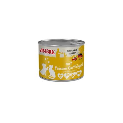 AMORA Cat Dose Fleisch pur für Katzenkinder mit Geflügel 12 x 200g (11,63€/kg)