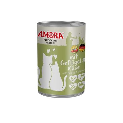 AMORA Cat Dose Fleisch pur Geflügel & Käse 12 x 400g (7,48€/kg)