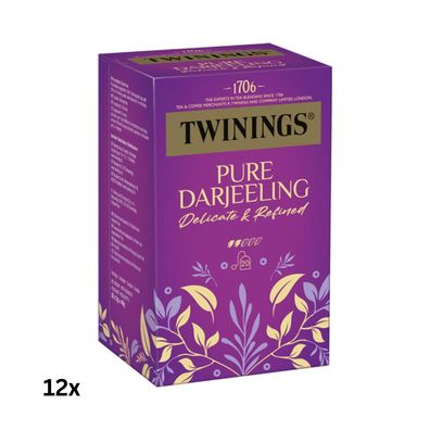 Twinings Pure Darjeeling, Schwarztee, Teebeutel im Kuvert, 12x40g