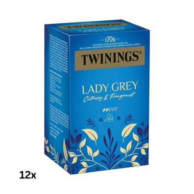 Twinings Lady Grey, Schwarztee, Teebeutel im Kuvert, 12x40g