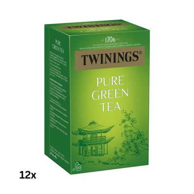 Twinings Pure Green Tea, Grüntee, Teebeutel im Kuvert, 12x40g