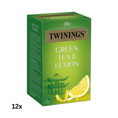 Twinings Grüntee mit Zitrone, Grüntee, Teebeutel im Kuvert, 12x32g