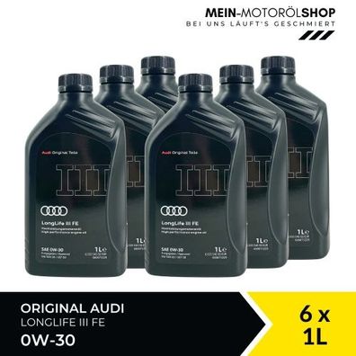 Original Audi 0W-30 504.00 / 507.00 Longlife III 3 FE 6x1 Liter