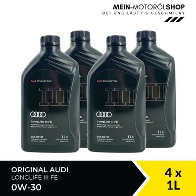 Original Audi 0W-30 504.00 / 507.00 Longlife III 3 FE 4x1 Liter