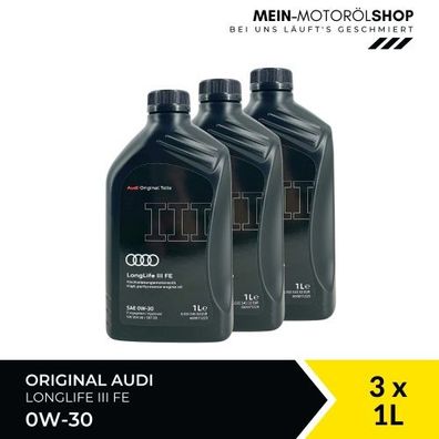 Original Audi 0W-30 504.00 / 507.00 Longlife III 3 FE 3x1 Liter