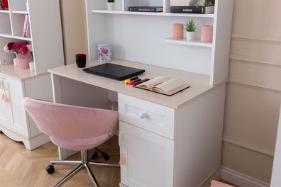 Moderne Weiße Kinderzimmer Möbel Robuster Holz Schreibtisch Edles Regal