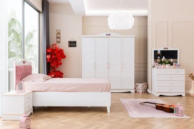 Moderne Weiße Kinderzimmer Möbel Luxus Garnitur Kinderbett Kommode 5Tlg