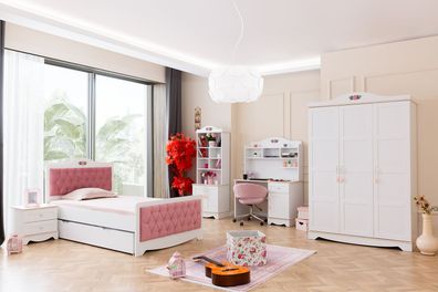 Komplette Kinderzimmer Garnitur Bett Schrank Schreibtisch Regal 6Tlg Set