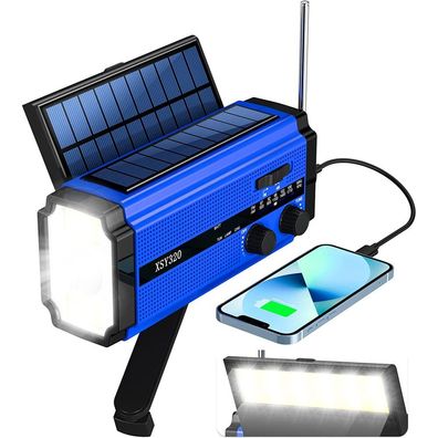 Tragbarer Solar Radio - AM/FM - Kurbelradio - Wiederaufladbar - Powerbank - Notfallb