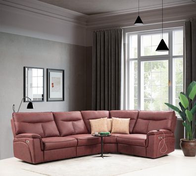 Luxus Ecksofa Rot Sofa Couch L-Form Modern Polstermöbel Designer Wohnzimmer