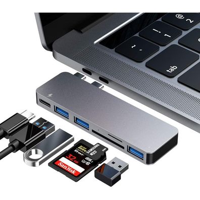 USB-C-Hub-Adapter - 3 USB 3.0-Anschlüsse - Kartenleser