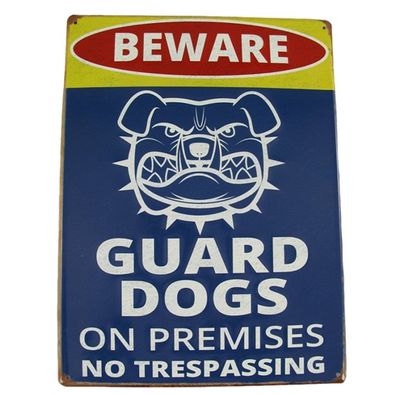 Blechschild, Reklameschild Beware Guard Dogs, Hinweis Schild, 40x30 cm