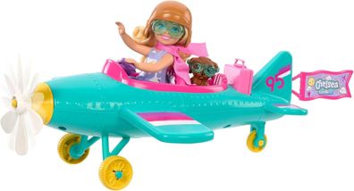 Barbie Chelsea Flugzeug Puppe Spielset -Pilotenpuppe Flugzeug Hündchen Zubehör