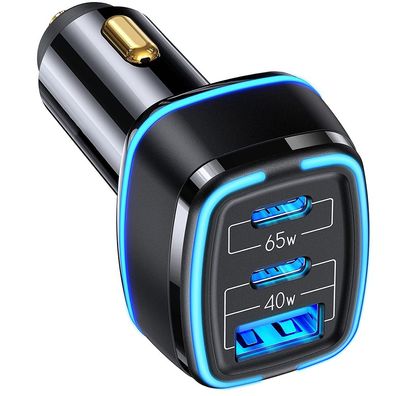 105W Auto Ladegerät - USB C - 12V/24V Zigarettenanzünder - Mit 3 Ports - Hohe Leistu