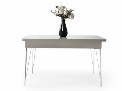Esstisch Modern Weiß Eibnfarbig Esszimmer Ausziehbare Tischplatte Design Stil