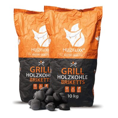 Heizfuxx Grillholzkohlebriketts 10kg x 2 Sack 20kg