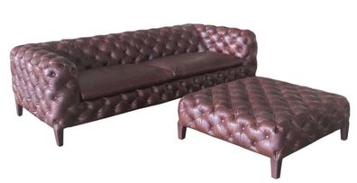 Chesterfield Designer Sofa Couch Polster 3Sitzer Leder Stil Luxus Garnitur Neu