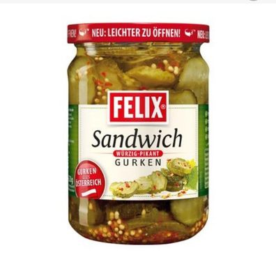 Felix Sandwichgurken pikant würzig 570g laktose-glutenfrei