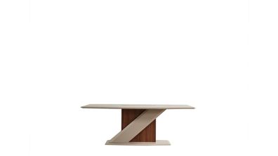 Schicker Bequemer Esstisch Im Esszimmer In Beige Farbe Aus Qualitätsholz