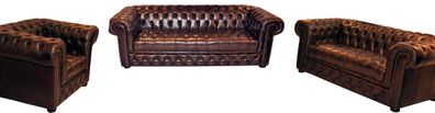 Chesterfield Ledersofa Sofa Couch Polster Sofagarnitur 3 + 2+1 Sofas Cambridge