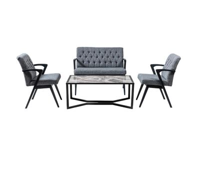 Sofa Garnitur Loft Möbel Kanzlei Wartezimmer Sitz Gruppe Tisch Stühle Set 4Tlg