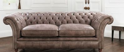 Chesterfield Sofa Couch Polster Garnitur 3 Sitzer Sitz Leder Textil 161013-24