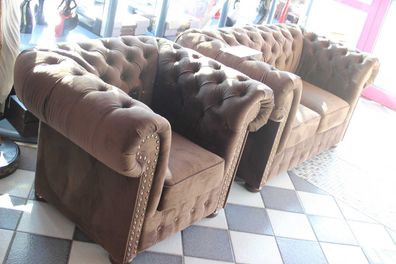 Chesterfield Sofa Textil Sofagarnitur Designer Polster Sitz Couch 3 + 2 + 1 2017-29