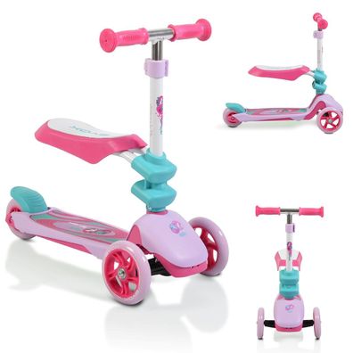 Byox Kinderroller Epic 2 in 1, Roller u. Laufrad, 3 PU Räder, klappbar, ab 3 J