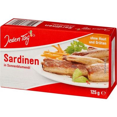 Sardinen ohne Haut und Gräten in Sonnenblumenöl je 125g - 3 Varianten