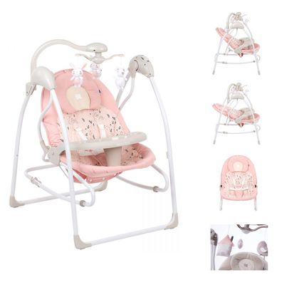 Kikkaboo Babywippe Mia Stella 2in1, Schaukelstuhl Musik verstellbare Rückenlehne