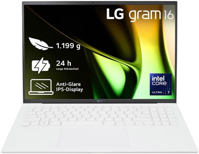 LG gram 16" Core Ultra 7 155H 16GB/1TB SSD Win11 weiß 16Z90S-G. AA77G