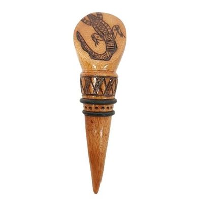 Wine Stopper handburnt 'Crocodile Design' Weinverschluss handgefertigt 1 St