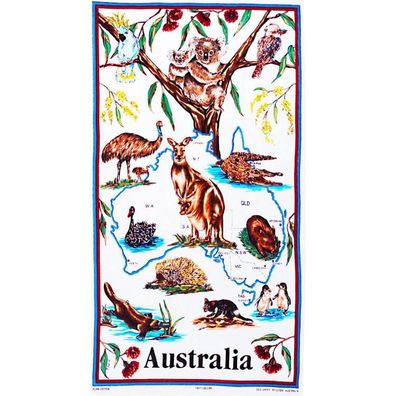 Tea Towel Australien 'Wildlife & Map Australia' Geschirrtuch 1 St