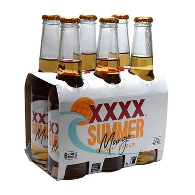XXXX Summer Bright Mango Lager Bottle 4.0 % vol. 6x330 ml