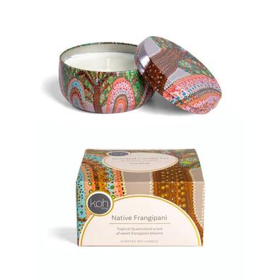 Koh Living Aboriginal Native Frangipani Candle Tin 1 St