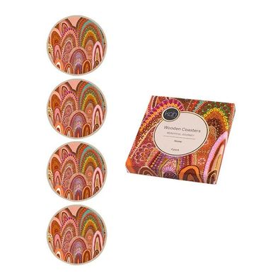 Koh Living Aboriginal Wooden Coasters 'Home' 4er-Set 1 St